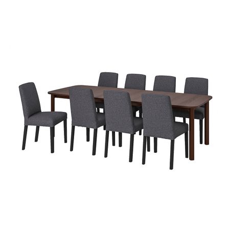 Стол и 8 стульев, коричневый/Гуннаред классический серый 150/205/260 см IKEA STRANDTORP СТРАНДТОРП / BERGMUND БЕРГМУНД