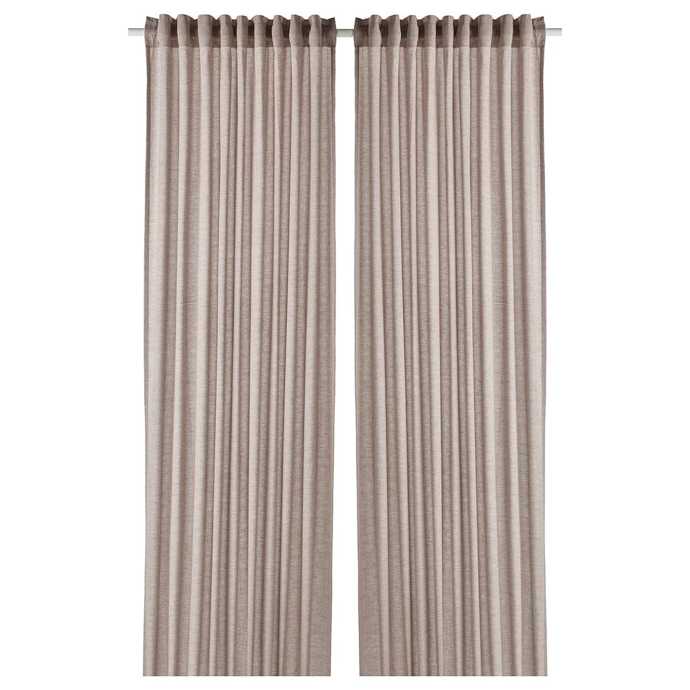 Гардины, 2 шт., светло-коричневый 145x300 см IKEA HANNALILL ХАННАЛИЛЛ 704.984.59 - фото 1