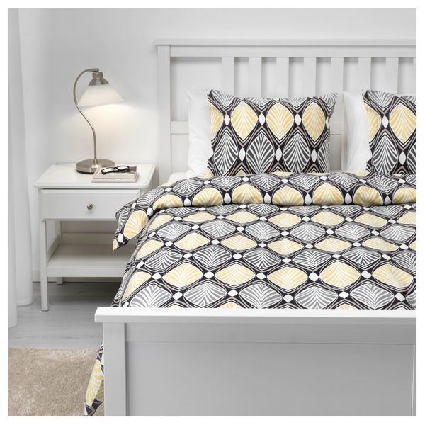 Пододеяльник и 2 наволочки ХЭСТФИБЛА, серый, желтый - фото 5