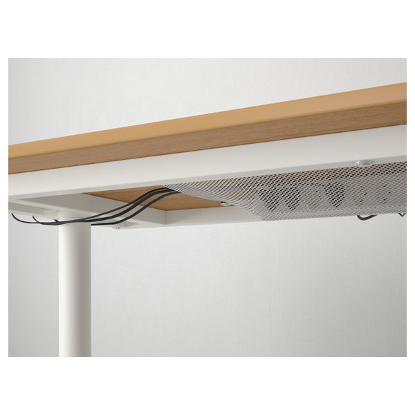 Письменный стол БЕКАНТ, дубовый шпон, белый (140x60 см) - схема-чертеж с размерами