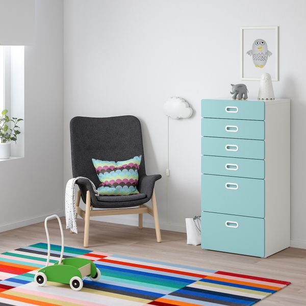 Комод с 6 ящиками, белый/голубой 60x50x128 см IKEA STUVA СТУВА / FRITIDS ФРИТИДС 692.527.26 - фото 2