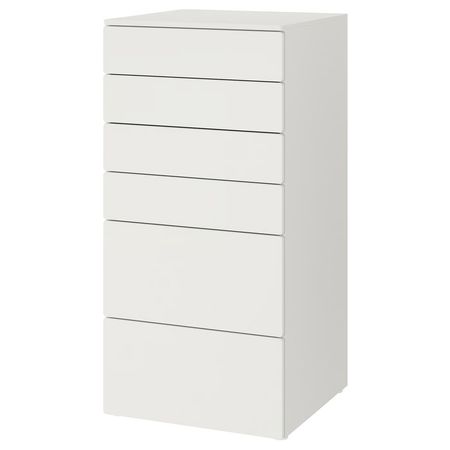 SMÅSTAD / PLATSA Комод с 6 ящиками - белый/белый 60x57x123 см