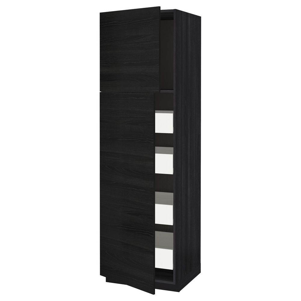 Высокий шкаф/2дверцы/4ящика, черный, Тингсрид черный 60x60x200 см IKEA МЕТОД / ФОРВАРА 393.700.95 - схема-чертеж с размерами