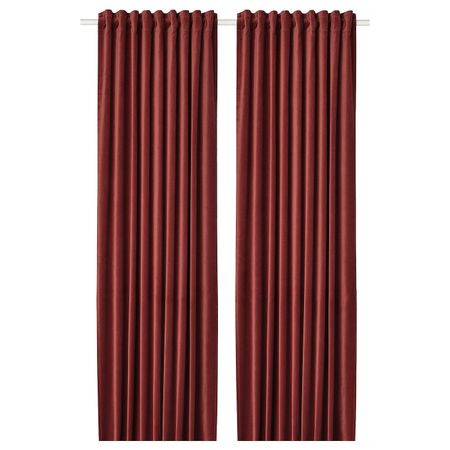 Затемняющие гардины, 2 шт., красно-коричневый 140x300 см IKEA SANELA САНЕЛА 004.795.67