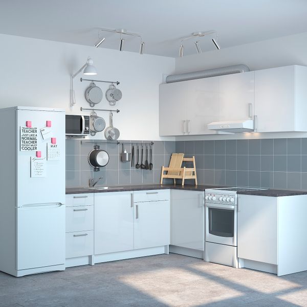 Кухня, глянцевый белый 220x240x220 см IKEA KNOXHULT КНОКСХУЛЬТ 094.015.45 - схема-чертеж с размерами