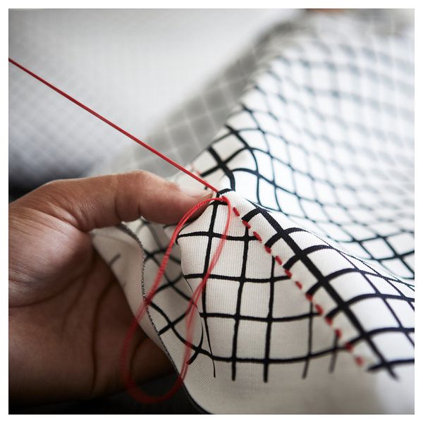 Чехол на подушку, ручная работа белый, черный 40x65 см IKEA ХАНТВЕРК 704.499.54 - фото 4