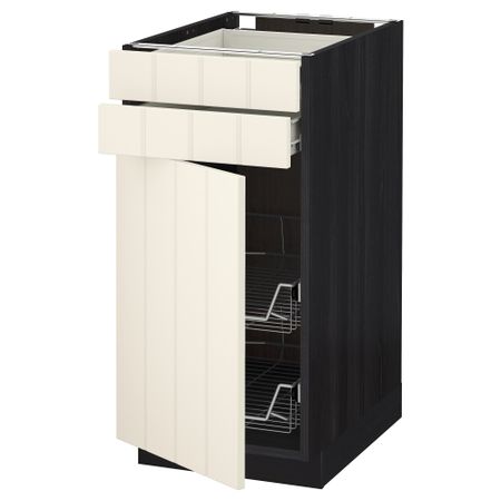 Напольный шкаф, дверца, 2 ящика, проволочных корзин МЕТОД / ФОРВАРА, черный, Хитарп белый с оттенком
