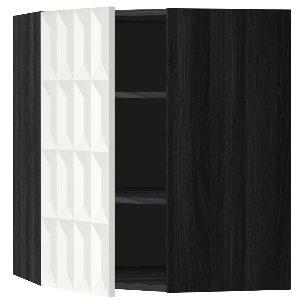 Угловой навесной шкаф с полками МЕТОД, черный, Гэррестад белый - схема-чертеж с размерами