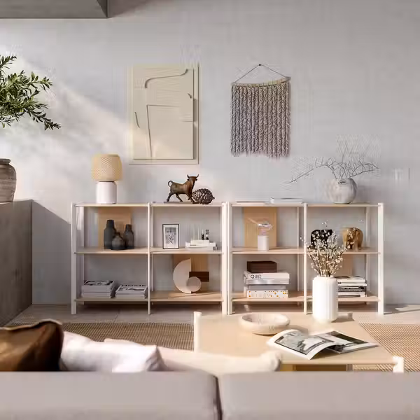 JÄTTESTA ЭТТЕСТА Комбинация д/хранения - белый/светлый бамбук 240x40x85 см - фото 2