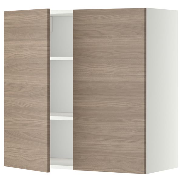 Навесной шкаф с полками, 2 дверцы МЕТОД, белый, Брокхульт светло-серый - схема-чертеж с размерами