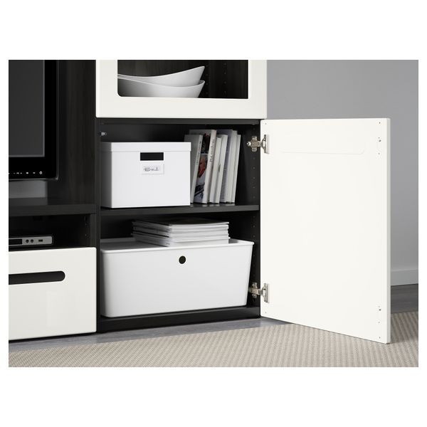 Шкаф для ТВ, комбинированный, стекляные дверцы БЕСТО, черно-коричневый, Марвикен белый прозрачное стекло (240x40x128 см) - схема-чертеж с размерами