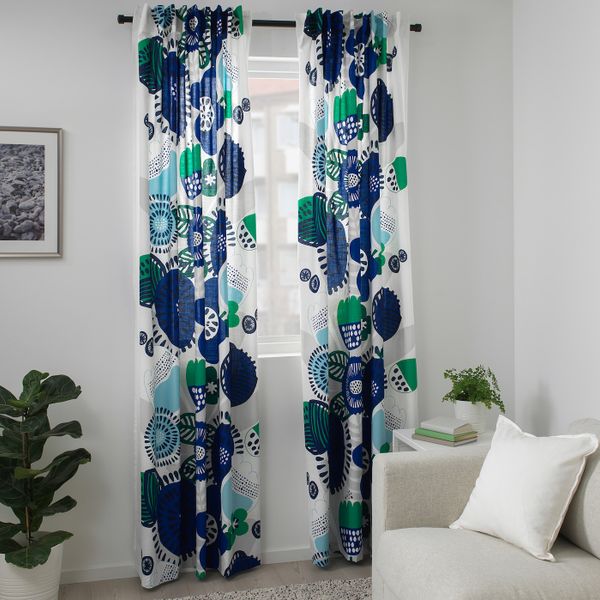 Гардины, 2 шт., белый/разноцветный 145x300 см IKEA IRMELIN ИРМЕЛИН 604.251.71 - фото 4