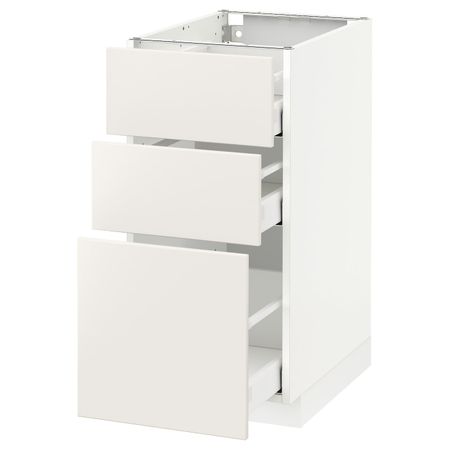 Напольный шкаф с 3 ящиками, белый/Веддинге белый 40x60 см IKEA METOD МЕТОД / MAXIMERA МАКСИМЕРА 892.347.41