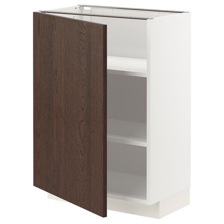 METOD Напольный шкаф с полками - белый/Sinarp коричневый 60x37 см