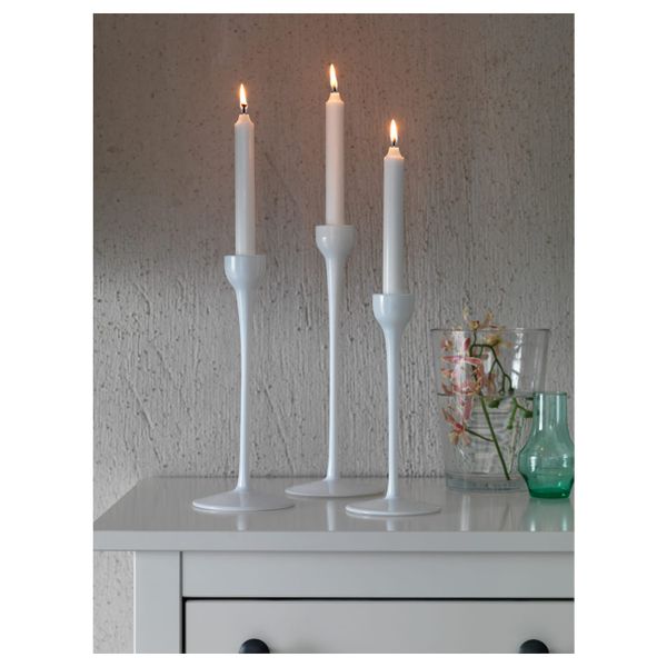 Набор подсвечников,3штуки, стекло, белый IKEA БЛОМСТЭР 704.123.47 - фото 2
