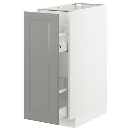 Напольный шкаф, выдвижной внутри элем, белый/Будбин серый 30x60 см IKEA METOD МЕТОД 293.000.22