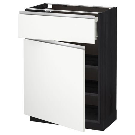 Напольный шкаф с ящиком, дверью МЕТОД / ФОРВАРА, черный, Нодста белый