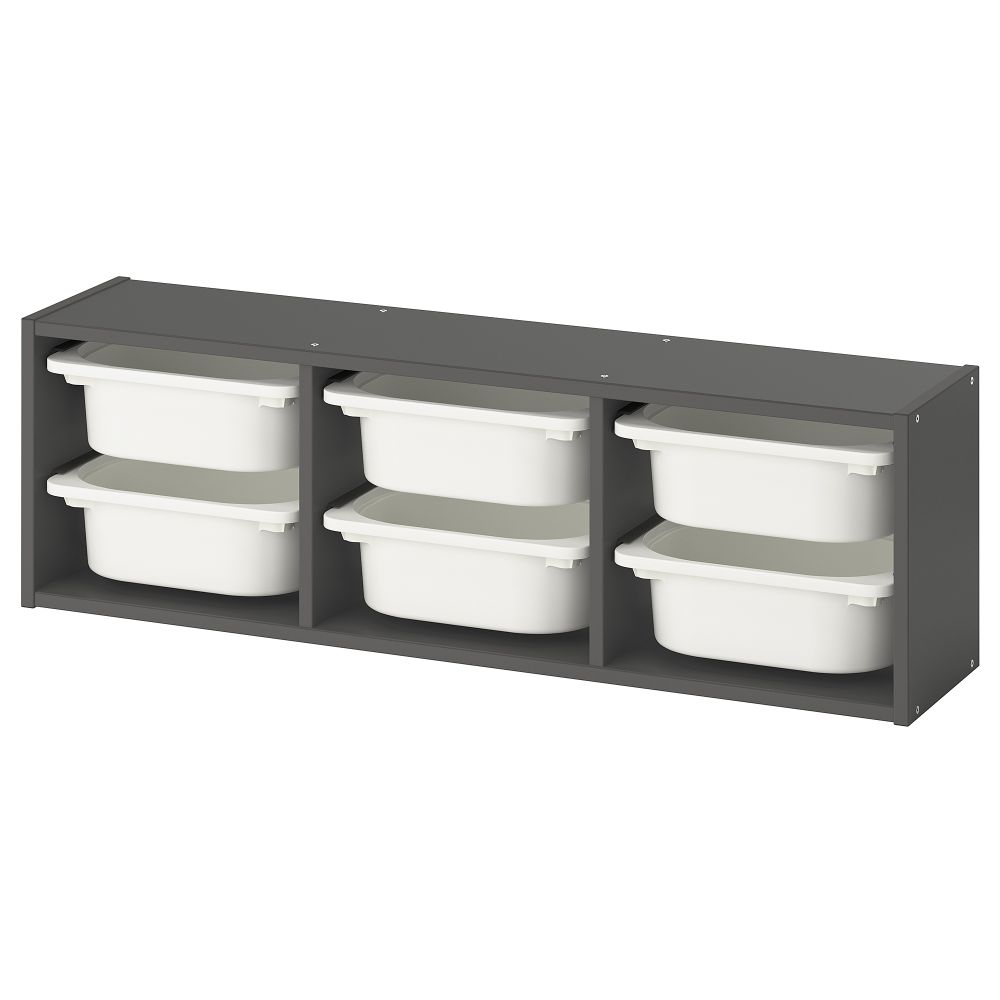 Настенный модуль для хранения, серый-белый, 99x21x30 см IKEA TROFAST ТРУФАСТ 795.754.91 - фото 1