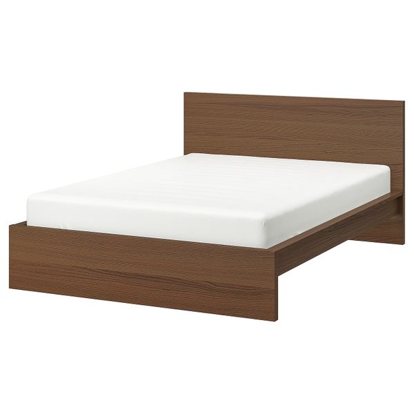 Каркас кровати, коричневая морилка ясеневый шпон/Лурой 160x200 см IKEA MALM МАЛЬМ 092.108.95 - фото 1