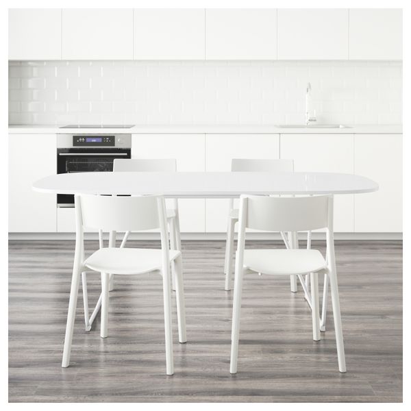 Стол и 4 стула ОППЕБЮ/БЭККАРИД / ЯН-ИНГЕ, белый, белый (185 см) - схема-чертеж с размерами