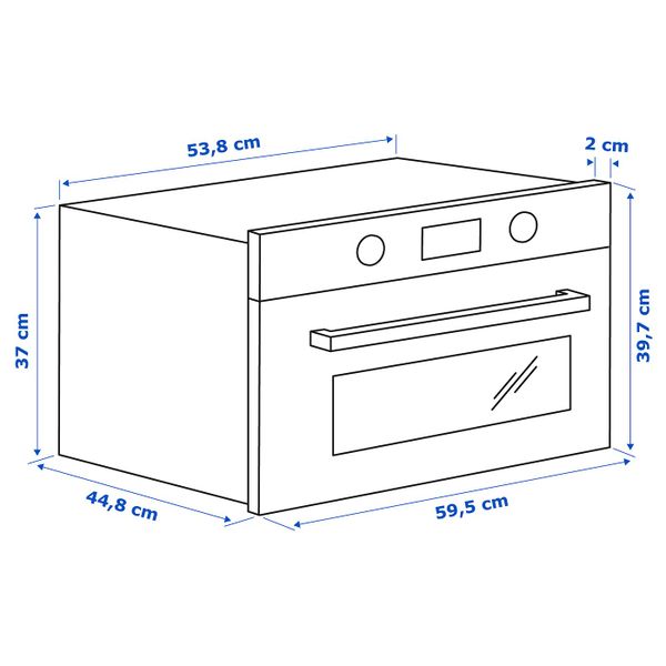 СВЧ, белый IKEA BEJUBLAD БЭЮБЛАД 904.118.94 - схема-чертеж с размерами