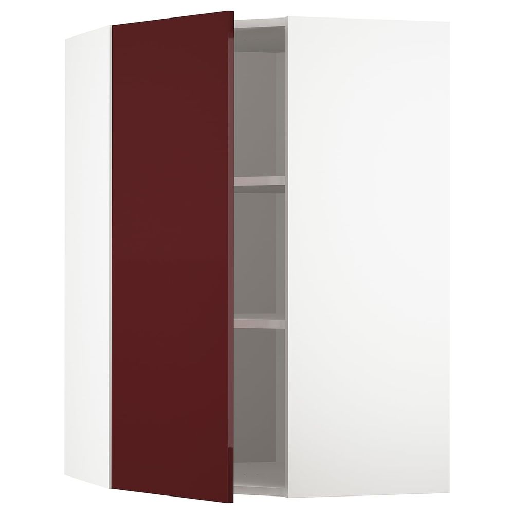 Угловой навесной шкаф с полками, белый Калларп/глянцевый темный красно-коричневый 68x100 см IKEA METOD МЕТОД 893.269.34 - фото 1