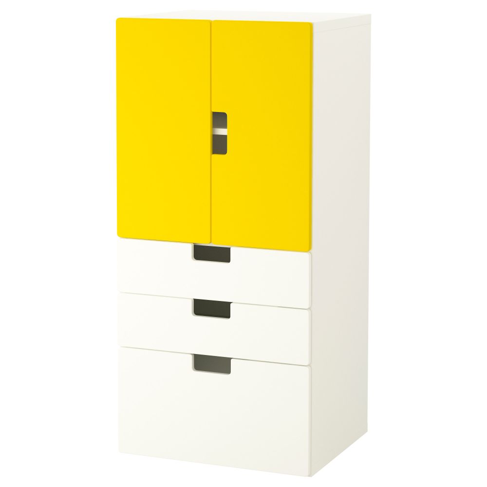 Комбинация для хранения с дверцами, ящиками СТУВА, белый, желтый (60x50x128 см) - фото 1