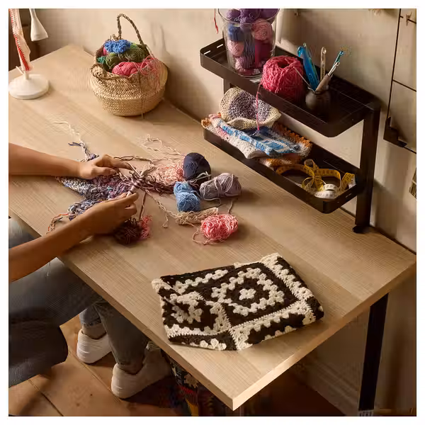 LAGKAPTEN / ADILS Письменный стол - под беленый дуб/чёрный 120x60 см - фото 5