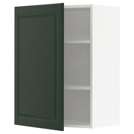 Навесной шкаф с полками, белый/Будбин темно-зеленый 60x80 см IKEA METOD МЕТОД 294.465.43