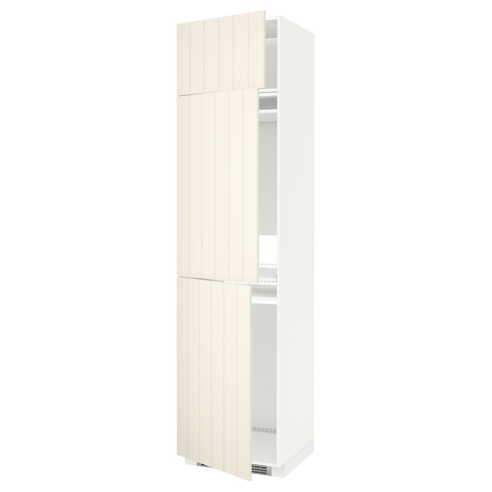 Высокий шкаф для холодильника или морозильника, с 3 дверями МЕТОД, белый, Хитарп белый с оттенком (60x60x240 см) - схема-чертеж с размерами