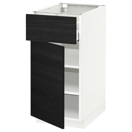 Напольный шкаф с ящиком/дверью, белый, Тингсрид черный 40x60 см IKEA МЕТОД / МАКСИМЕРА 292.356.49