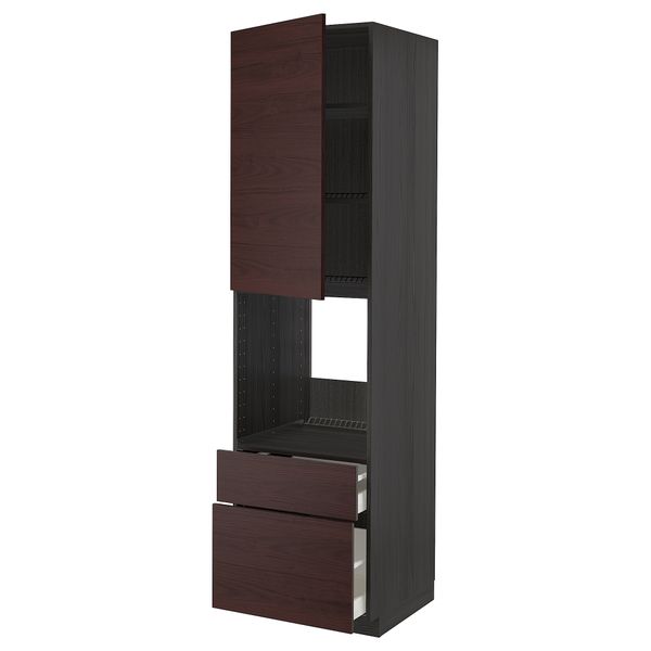 Высокий шкаф для духовки + дверцы, 2 фронтальный, 1 средний, 1 встроенный ящик, 60x60x220 cm IKEA METOD МЕТОД, MAXIMERA - фото 1