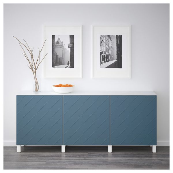 Комбинация для хранения с дверцами БЕСТО, белый, Халлставик темно-синий (180x42x74 см) - схема-чертеж с размерами