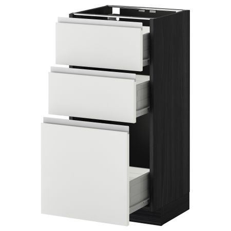 Напольный шкаф с 3 ящиками МЕТОД / ФОРВАРА, черный, Нодста белый