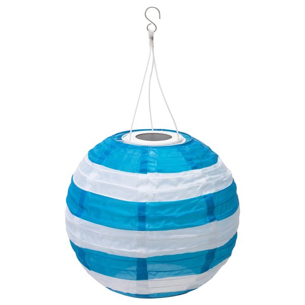 Подвесная светодиодная лампа СОЛВИДЕН, для сада шаровидный, в полоску синий (30 см) - фото 1