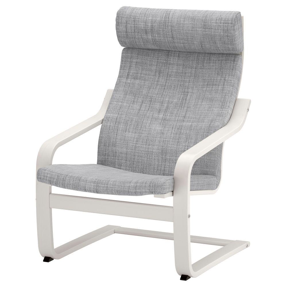 Кресло ПОЭНГ, белый, Исунда серый - фото 1