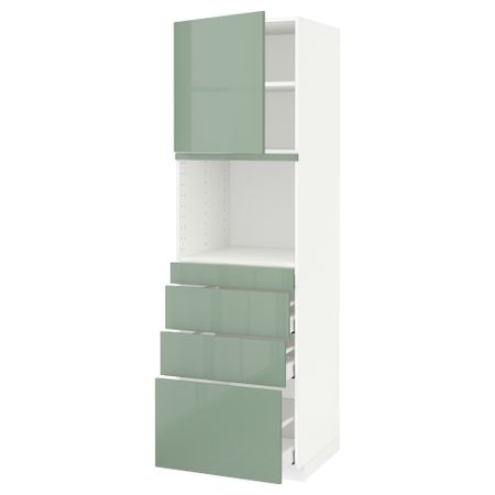 Высокий шкаф для СВЧ/дверца/4ящика МЕТОД / МАКСИМЕРА, белый, Калларп светло-зеленый