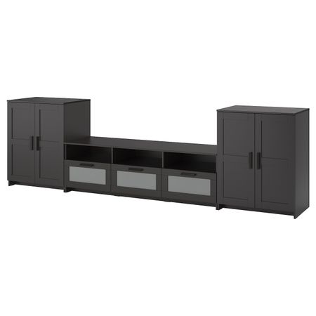 Шкаф для ТВ, комбинация, черный 336x41x95 см IKEA BRIMNES БРИМНЭС 492.782.18