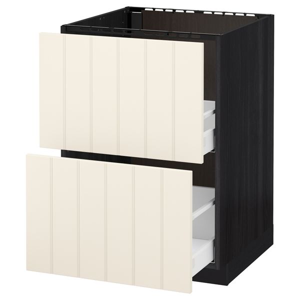 Напольный шкаф под мойку + 2 фронтальных панели, 2 ящика МЕТОД / МАКСИМЕРА, черный, Хитарп белый с оттенком - схема-чертеж с размерами