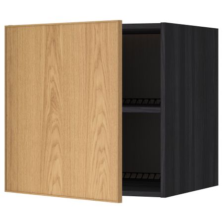 Верхний шкаф на холодильник, морозильник МЕТОД, черный, Экестад дуб