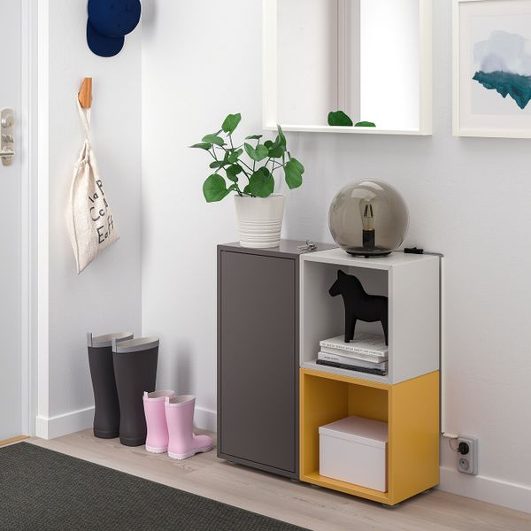 Комбинация шкафов с ножками, темно-серый/светло-серый золотисто-коричневый 70x25x72 см IKEA EKET ЭКЕТ 592.864.30 - фото 2