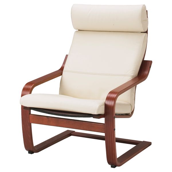 Кресло ПОЭНГ, классический коричневый, Глосе Робуст светло-бежевый - фото 1