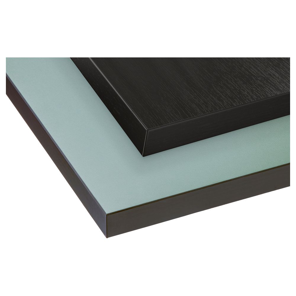 Столешница, двусторонняя ЭКБАККЕН, коричнево-чёрный, светлая бирюза с коричнево-черной окантовкой (246x2.8 см) - фото 1