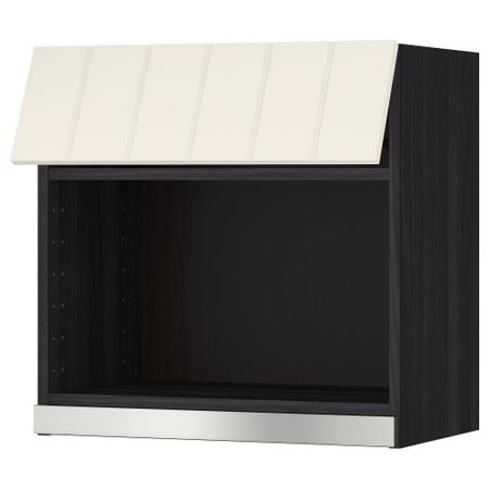 Навесной шкаф для СВЧ-печи МЕТОД, черный, Хитарп белый с оттенком