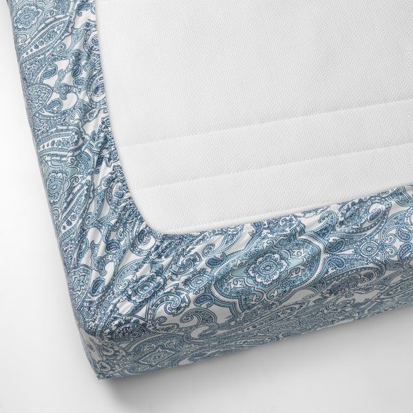 Простыня натяжная, белый, синий 140x200 см IKEA JÄTTEVALLMO ЙЭТТЕВАЛЛМО 704.366.02 - фото 3