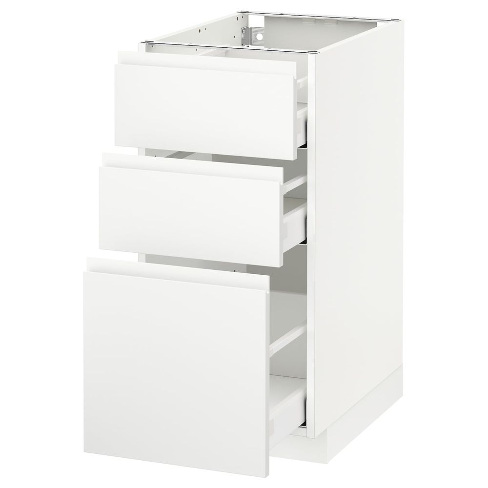 Напольный шкаф с 3 ящиками, белый/Воксторп матовый белый 40x60 см IKEA METOD МЕТОД / MAXIMERA МАКСИМЕРА 592.385.14 - фото 1