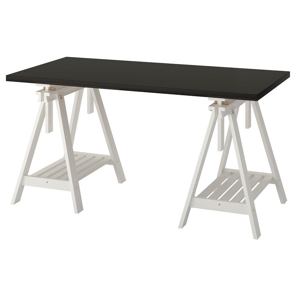 Стол, черно-коричневый/белый 150x75 см IKEA LINNMON ЛИННМОН / FINNVARD ФИНВАРД 692.792.31 - фото 1