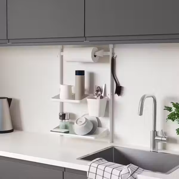 SUNNERSTA Комплект кухонных аксессуаров - без сверления/сушилка/полка/держатель/контейнер - схема-чертеж с размерами