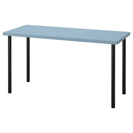 Письменный стол, голубой/черный 140x60 см IKEA LAGKAPTEN ЛАГКАПТЕН / ADILS АДИЛЬС 894.173.21