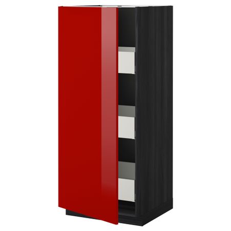 Высокий шкаф с ящиками МЕТОД / МАКСИМЕРА, черный, Рингульт красный